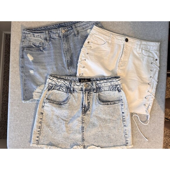 Windsor Dresses & Skirts - Bundle of 3 Women's Large Jean Mini Skirts Y2K Windsor/Indigo Rein Preppy